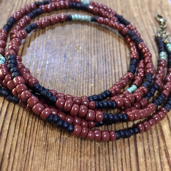 Ladies Choker Style BOHO Beaded Necklace, Handmade, Black and Brown, 16 … - Picture 6 of 6